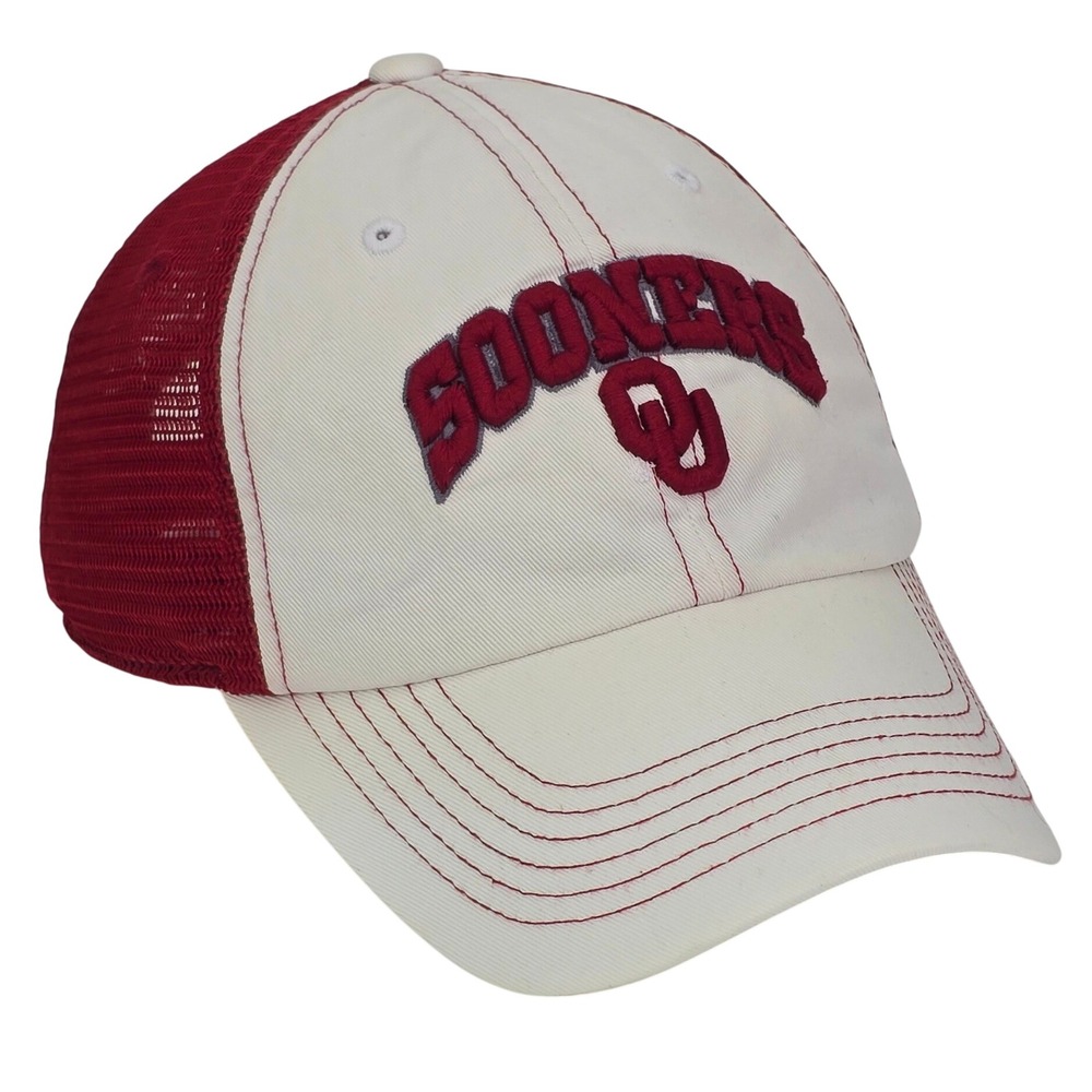 Top of the World Oklahoma Sooners Trucker Hat Unisex OS Cream Red Mesh Snapback